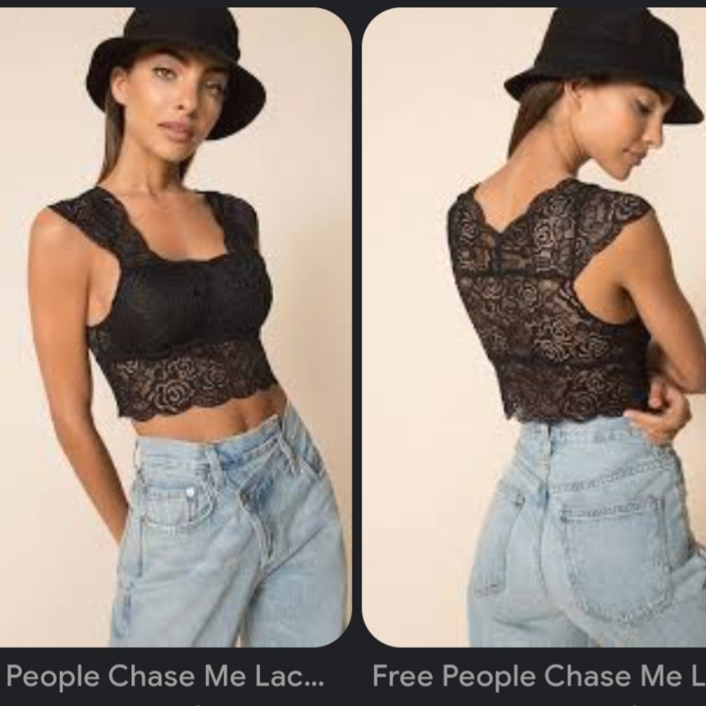 Intimately Free People NWT Chase Me Black Lace Brami sz.S Comfy stretchy